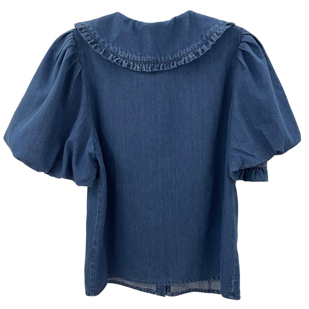 Ivy City Co Andrea Blouse Top Blue Denim S - Picture 8 of 8